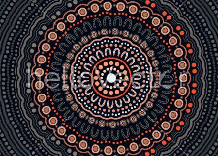 Illustration based on aboriginal style of dot  background.