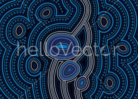 Illustration based on aboriginal style of dot  background. Connection concept