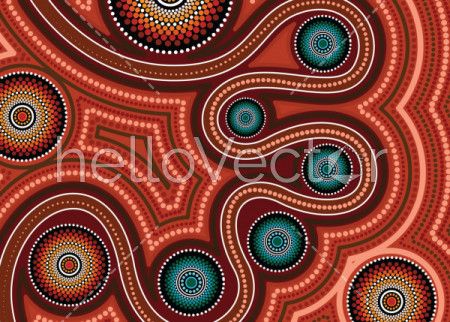 Illustration based on aboriginal style of dot  background.