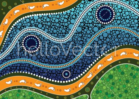 An illustration based on aboriginal style of background depicting nature