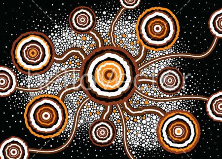 Aboriginal dot art vector painting. Connection concept