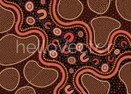 Illustration based on aboriginal style of dot  background.