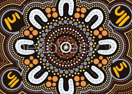 Illustration based on aboriginal style of dot background.