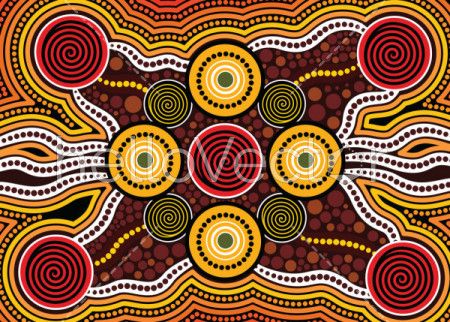 Illustration based on aboriginal style of dot  background.