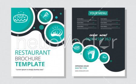 Restaurant brochure design vector template.