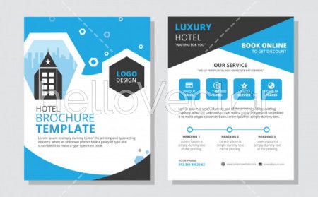 Hotel brochure design vector template.