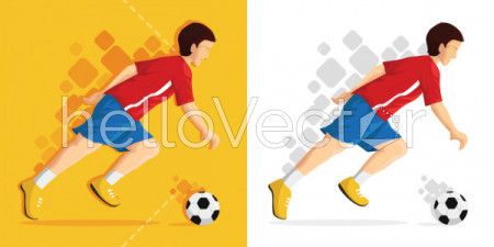 Illustration of boy cartoon playing with football - Vector