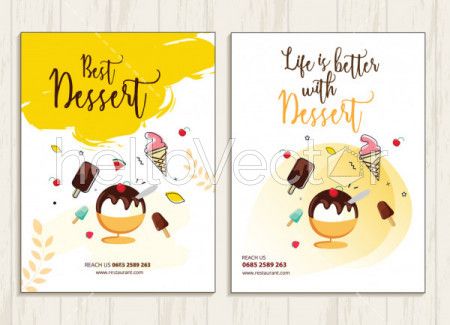 Ice-cream shop flyer templates vector design with graphics and text.