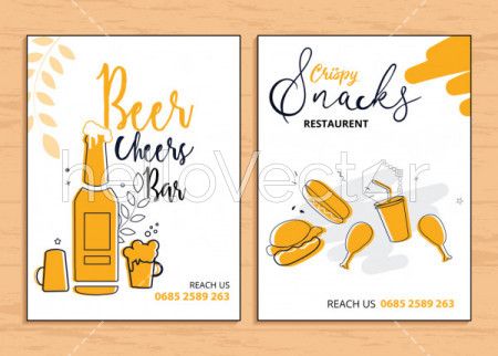 Restaurant flyer templates vector design with graphics and text.