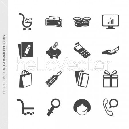 E commerce flat icons set for website and mobile app