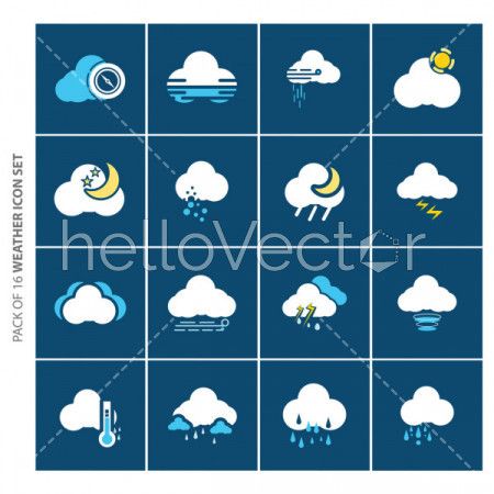 Weather forecast flat icons set for website and mobile app.