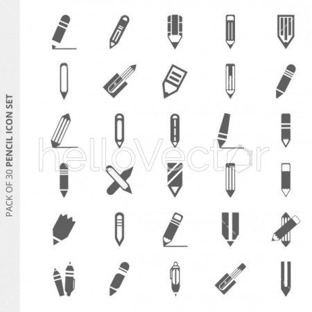 Pack of 30 different vector pencil icons