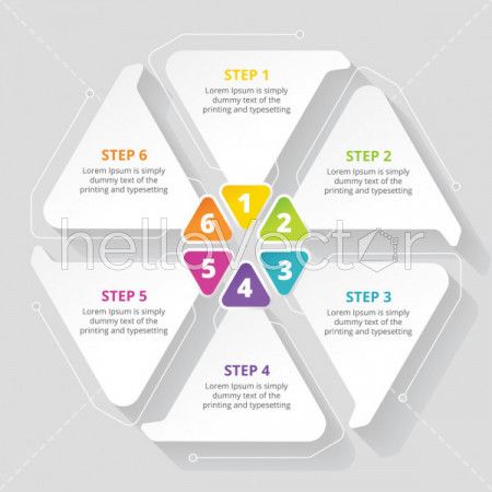 6 steps business process infographic template design - Vector Illustration