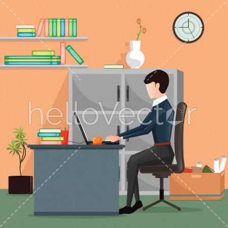 Professional man with laptop - Vector illustration