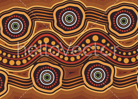 Aboriginal art vector background - Connection concept