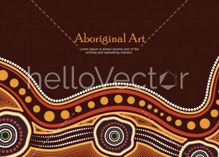 Aboriginal art vector banner with text.