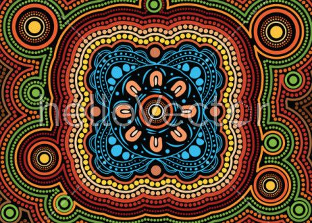 Illustration based on aboriginal style of  dot background.