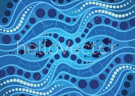 Aboriginal dot art vector background. River concept