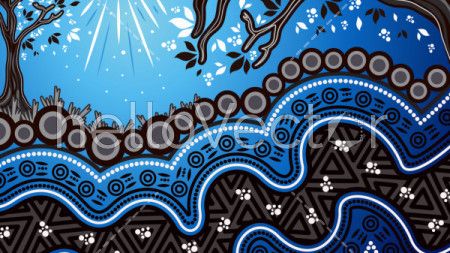 Aboriginal dot art vector background, Nature concept