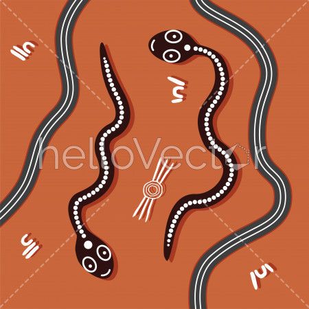 Aboriginal art vector background.