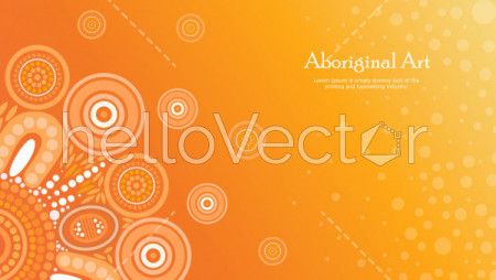 Aboriginal dot art vector banner with text.