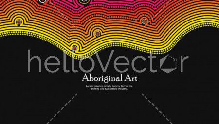 Aboriginal dot art vector banner with text.