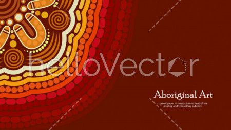 Aboriginal dot art vector banner with text.