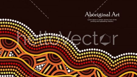 Aboriginal dot art vector banner with text.