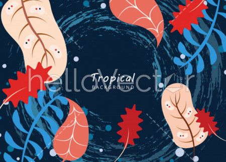Abstract tropical leaves banner background. Vector illustration