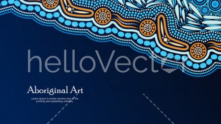 Aboriginal dot art vector banner with text.