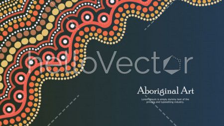 Aboriginal dot art vector banner with text.