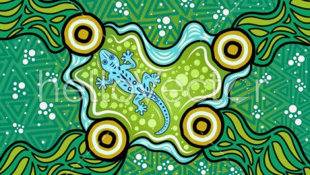 Illustration based on aboriginal style of background with lizard