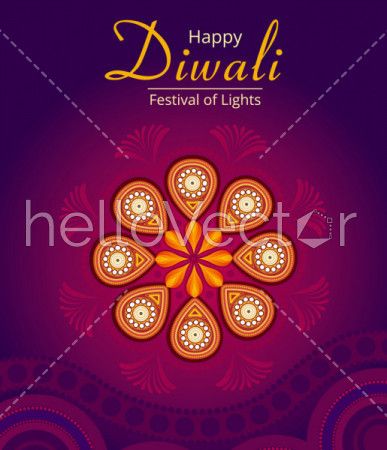 Happy Diwali vector decorative banner.