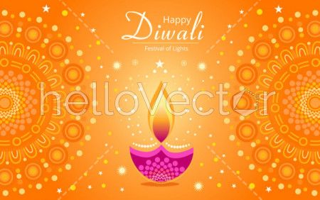 Happy Diwali vector decorative background.