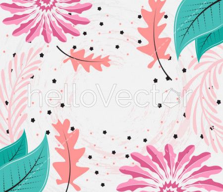 Abstract vector floral leaves and flowers background