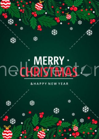 Flat Christmas background banner design with different decorations