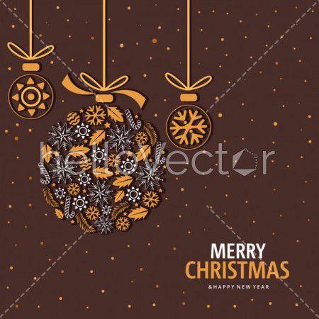 Christmas background with different hanging balls decorations