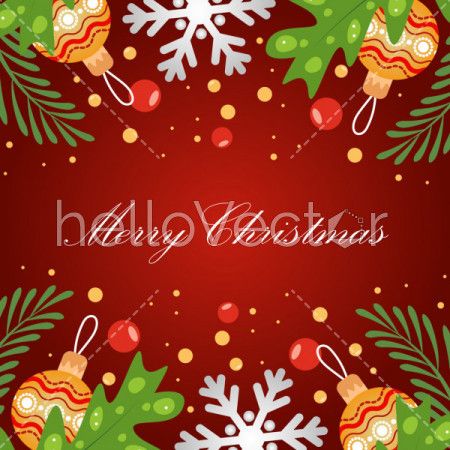 Christmas red festive background with different decorations