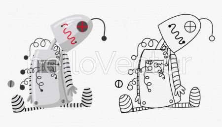 Broken robot - Vector Illustration