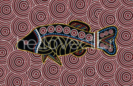 Aboriginal  painting with fish