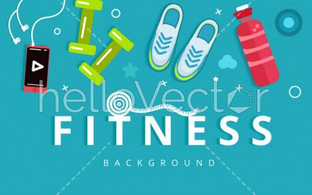 Fitness background with equipment - Vector illustration
