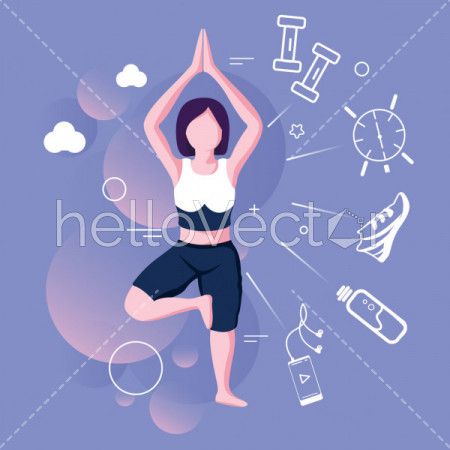 Girls doing exercises, Health and fitness concept graphic - Download  Graphics & Vectors