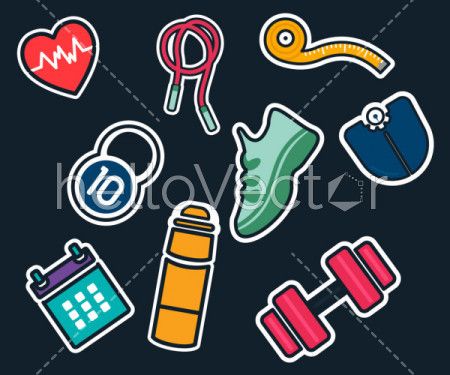 Fitness background with icons - Vector illustration