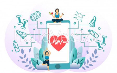 Fitness infographic, Health technology service - Vector illustration
