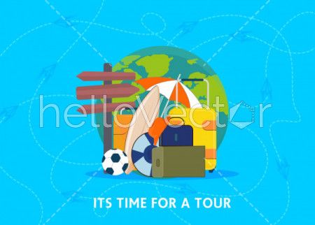 Flat design travel and tourism banner template