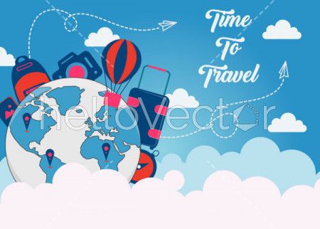 Travel and tourism banner template - Vector Illustration
