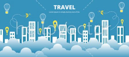 Travel and tourism vector background.