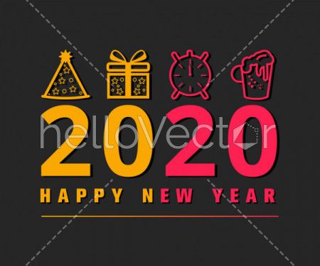 Happy new year 2020 free vector background