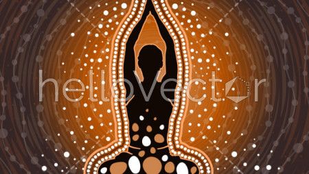 Meditation background vector, Illustration based on aboriginal style of dot background