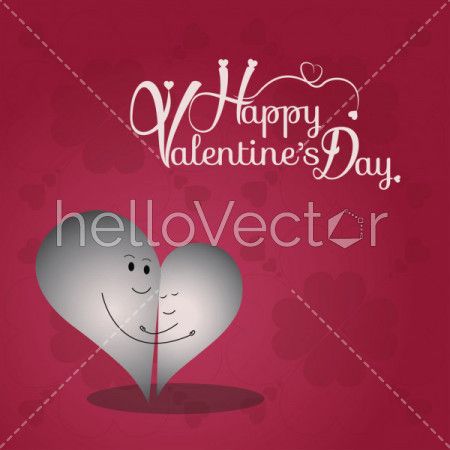 Valentine's day background with two love heart character - Vector illustration